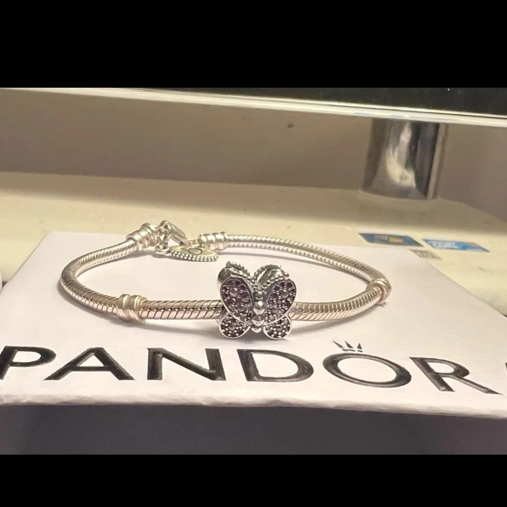 PANDORA Dazzling Pink Butterfly 925 Sterling Silver Charm - 797882NCCMX